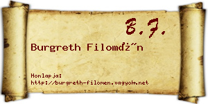 Burgreth Filomén névjegykártya